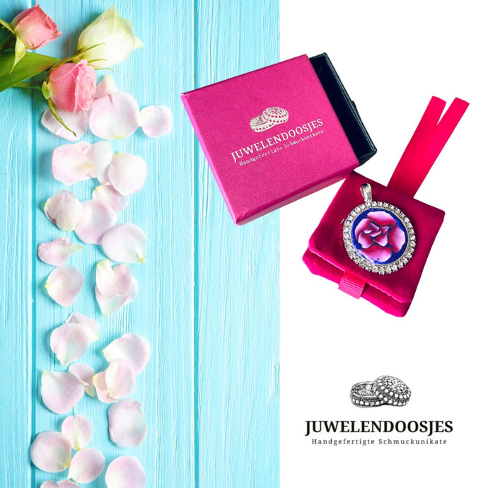 Juwelendoosjes handgefertigtes Schmuckunikat, Schmuckanhänger pink rose